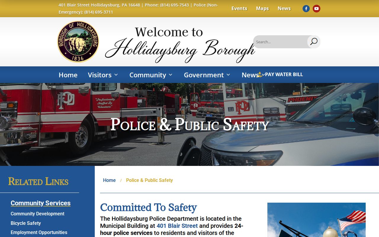 Hollidaysburg Police official page for borough arrest-record contacts